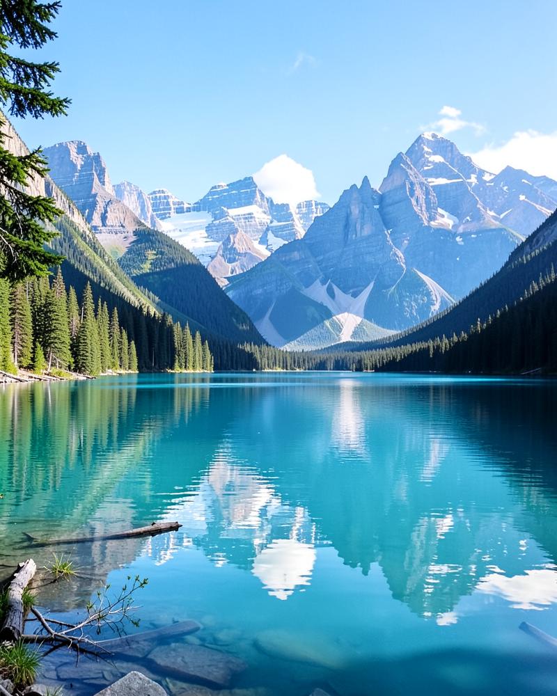 Turquoise mountain lake in the Canadian Rockies