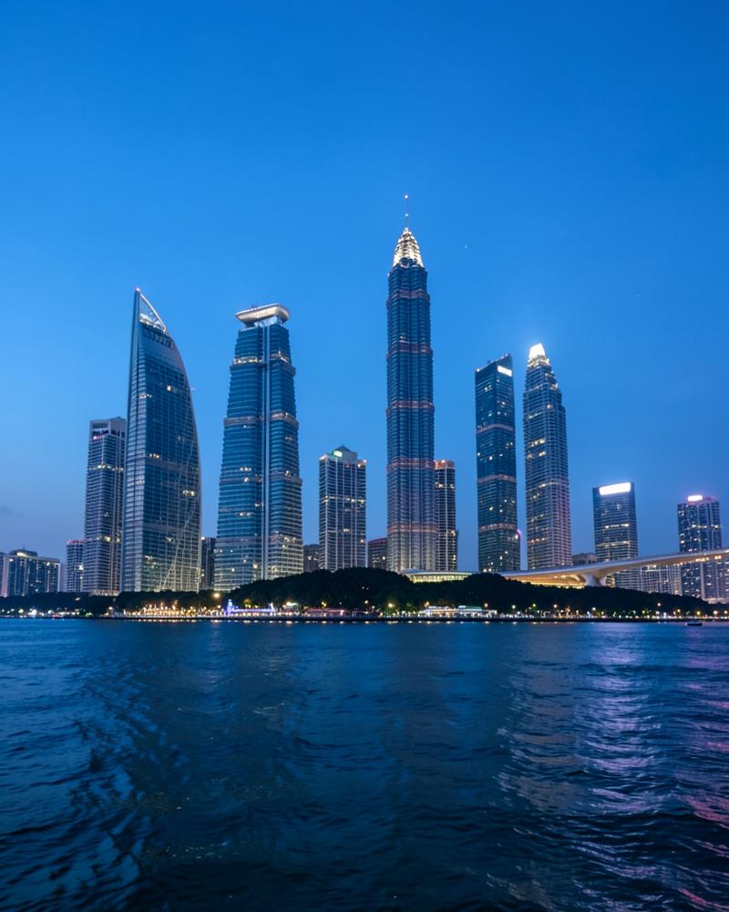 Singapore Marina Bay skyline at blue hour